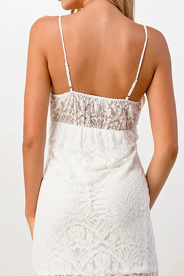 Front Slit Lace Maxi Dress - White-MILEY + MOLLY-Urbanheer