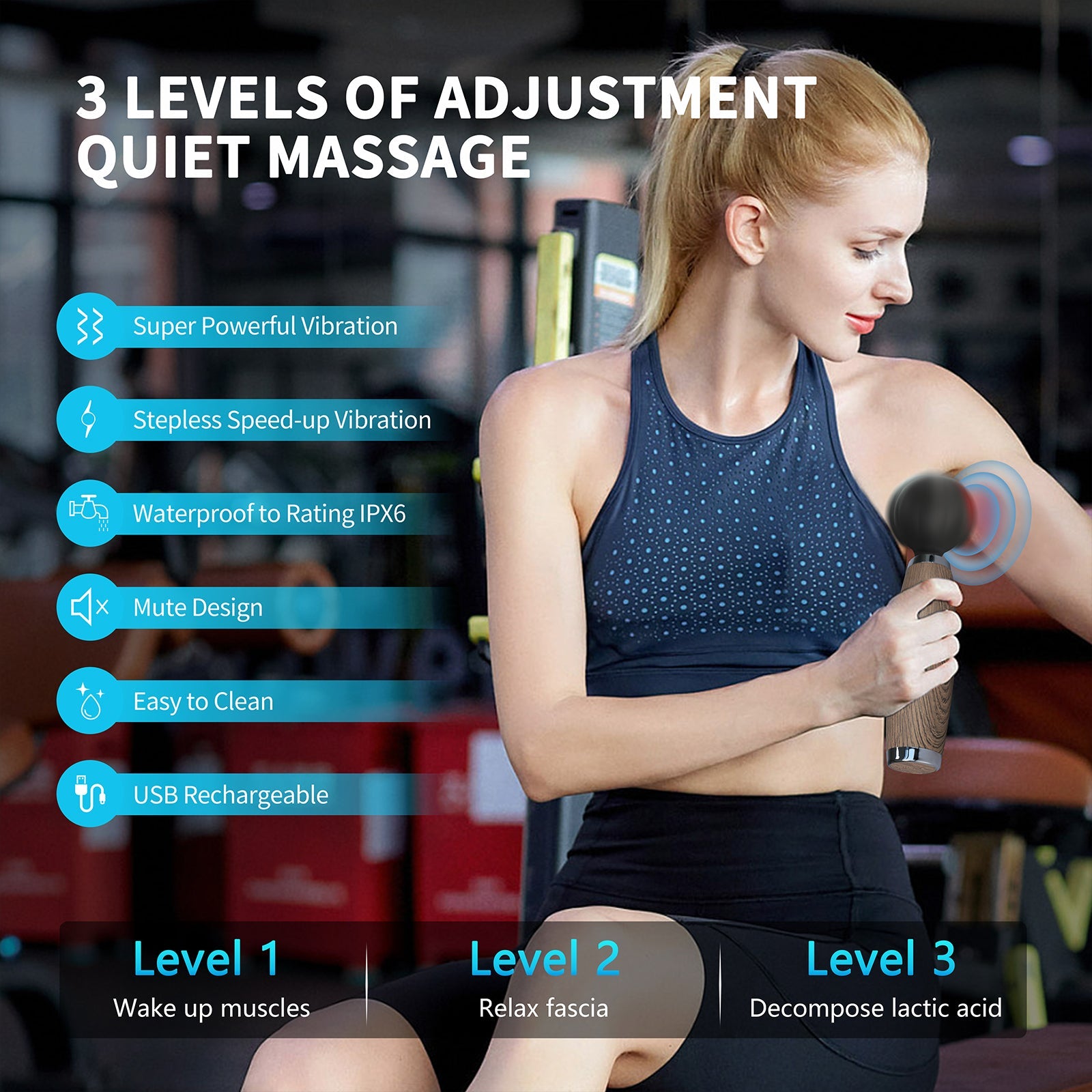 Maxgia Electric Handheld Muslce Massager, Mjollnir-Maxgia-Wood Pattern-Urbanheer