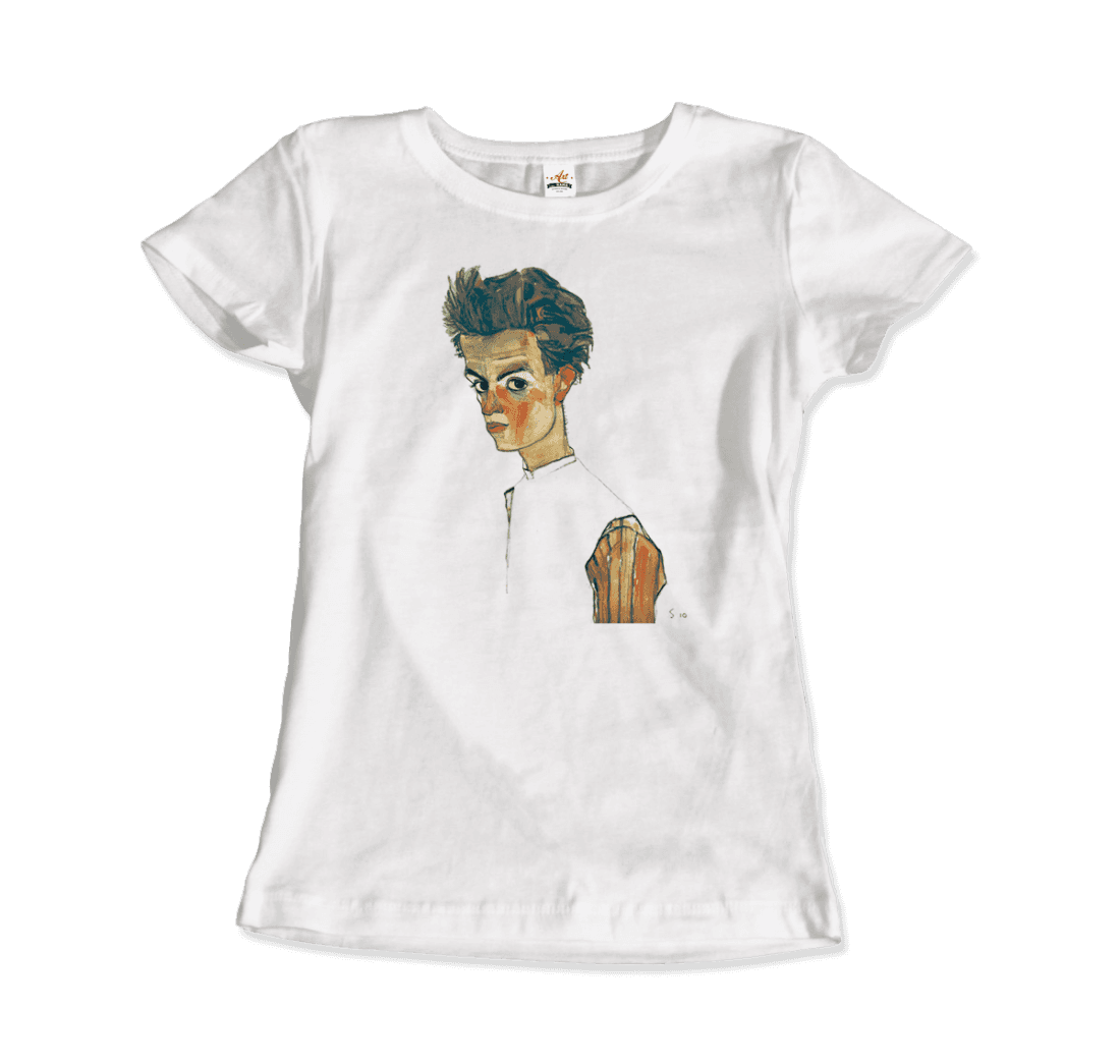 Egon Schiele Self-Portrait, Art T-Shirt-Art-O-Rama Shop-Men (Unisex)-White-S-Urbanheer