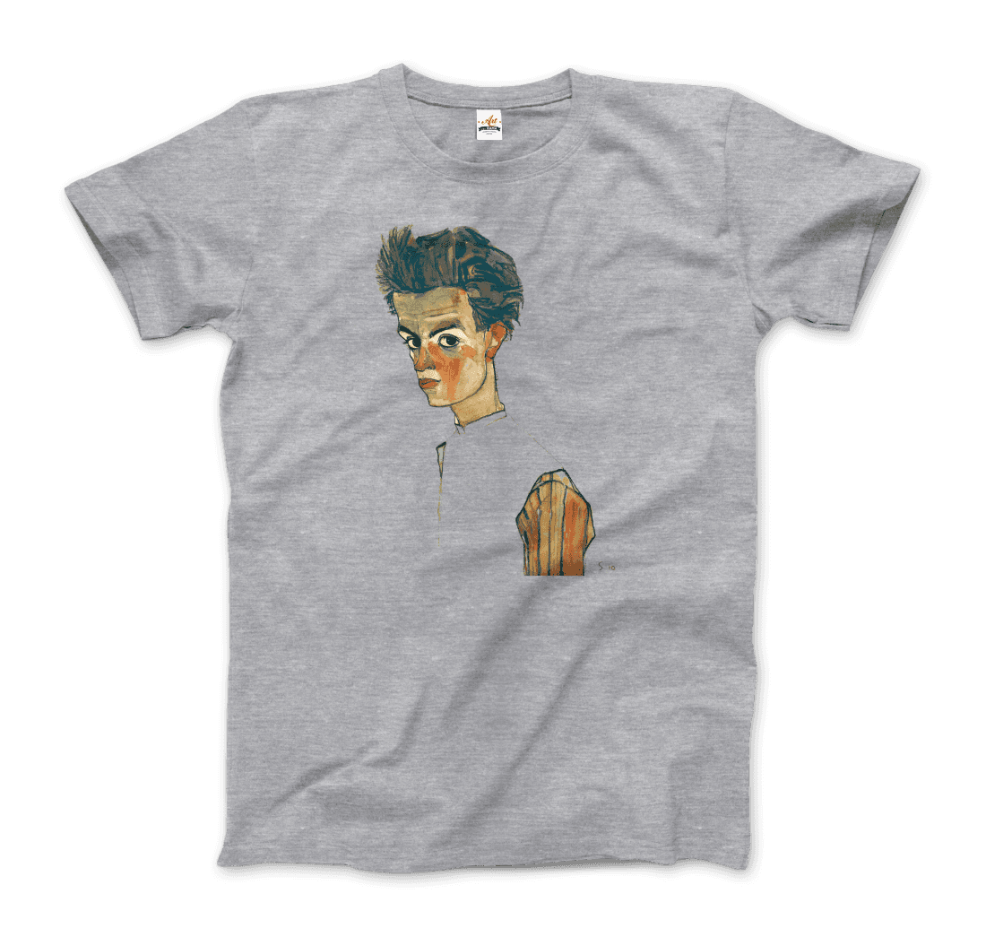 Egon Schiele Self-Portrait, Art T-Shirt-Art-O-Rama Shop-Men (Unisex)-White-S-Urbanheer