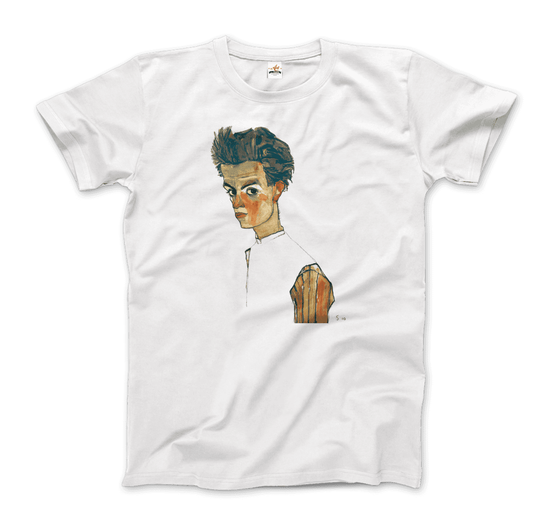 Egon Schiele Self-Portrait, Art T-Shirt-Art-O-Rama Shop-Men (Unisex)-White-S-Urbanheer