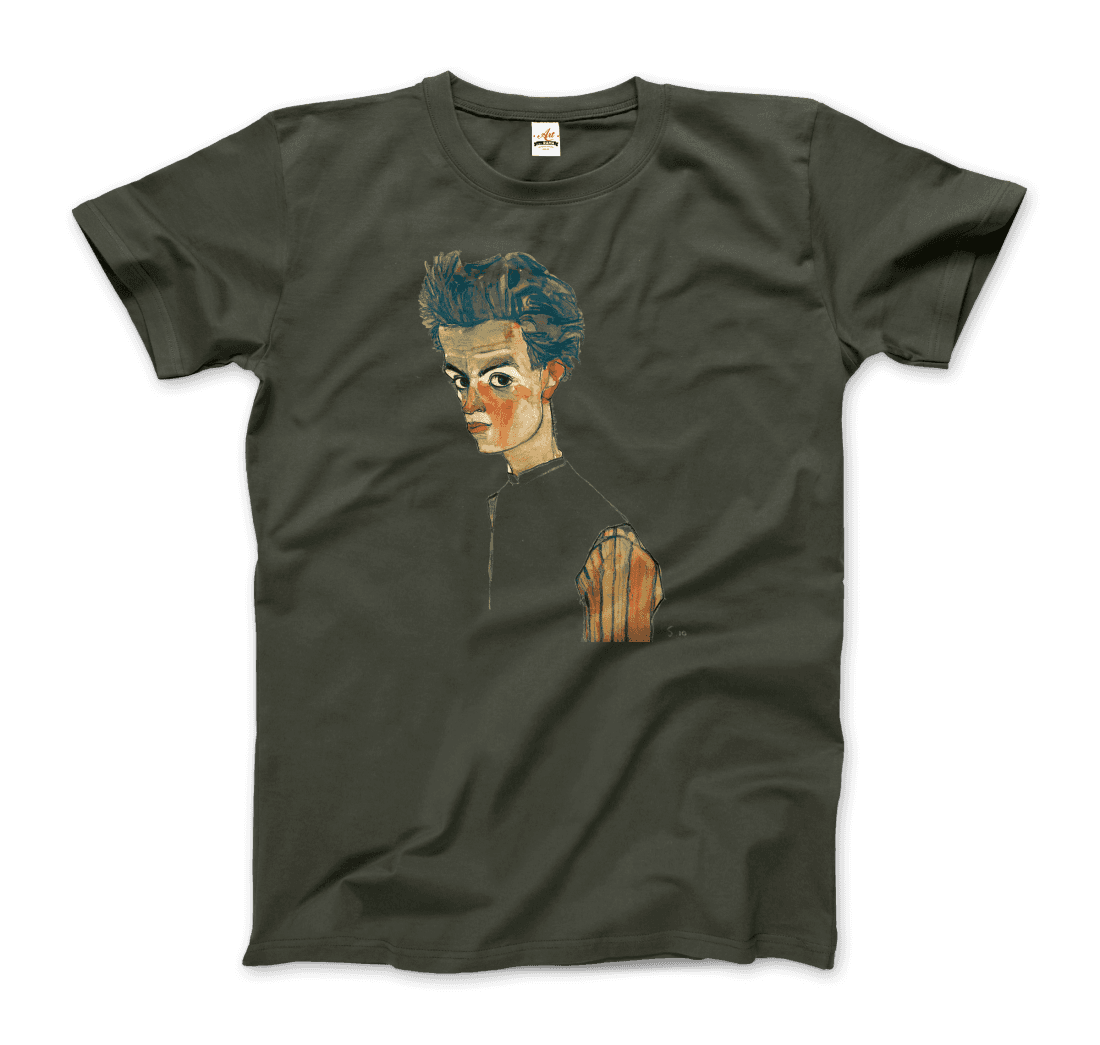 Egon Schiele Self-Portrait, Art T-Shirt-Art-O-Rama Shop-Women (Fitted)-Black-S-Urbanheer