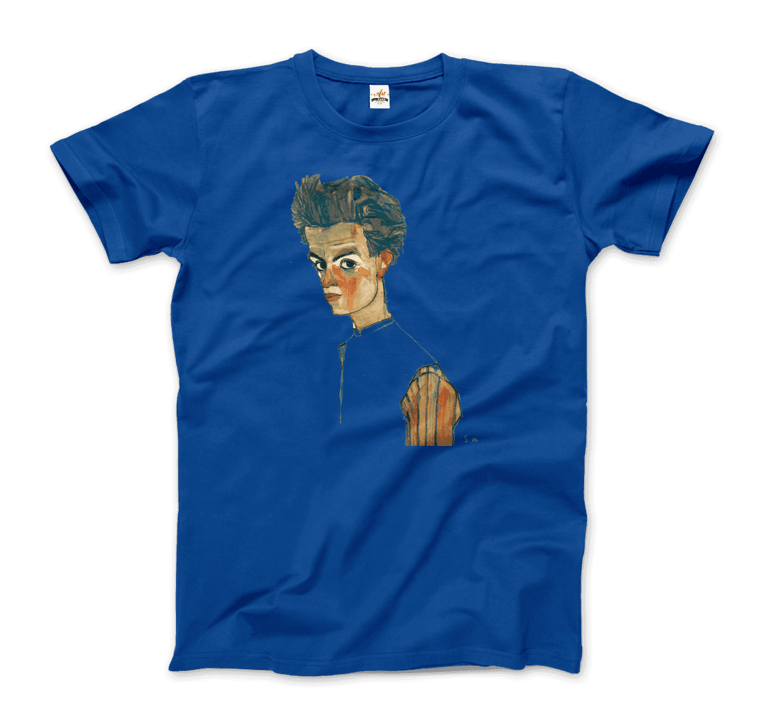 Egon Schiele Self-Portrait, Art T-Shirt-Art-O-Rama Shop-Men (Unisex)-Charcoal-S-Urbanheer