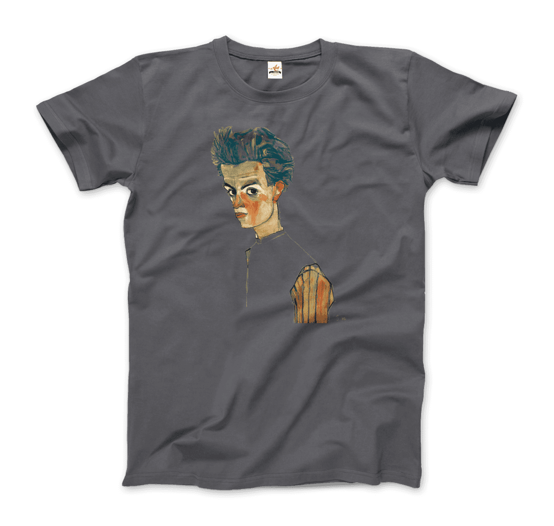 Egon Schiele Self-Portrait, Art T-Shirt-Art-O-Rama Shop-Men (Unisex)-Military Green-S-Urbanheer