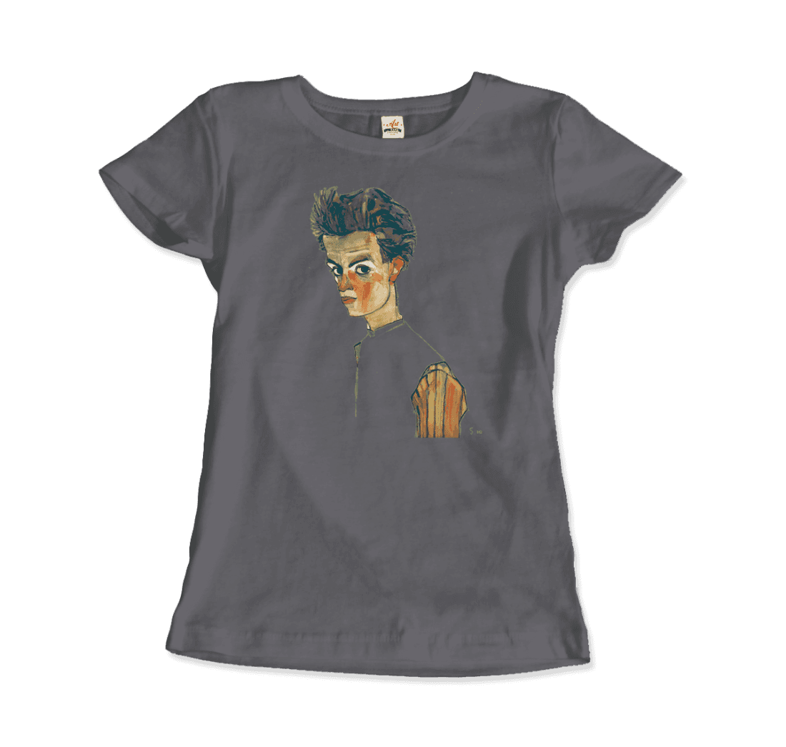 Egon Schiele Self-Portrait, Art T-Shirt-Art-O-Rama Shop-Women (Fitted)-White-S-Urbanheer