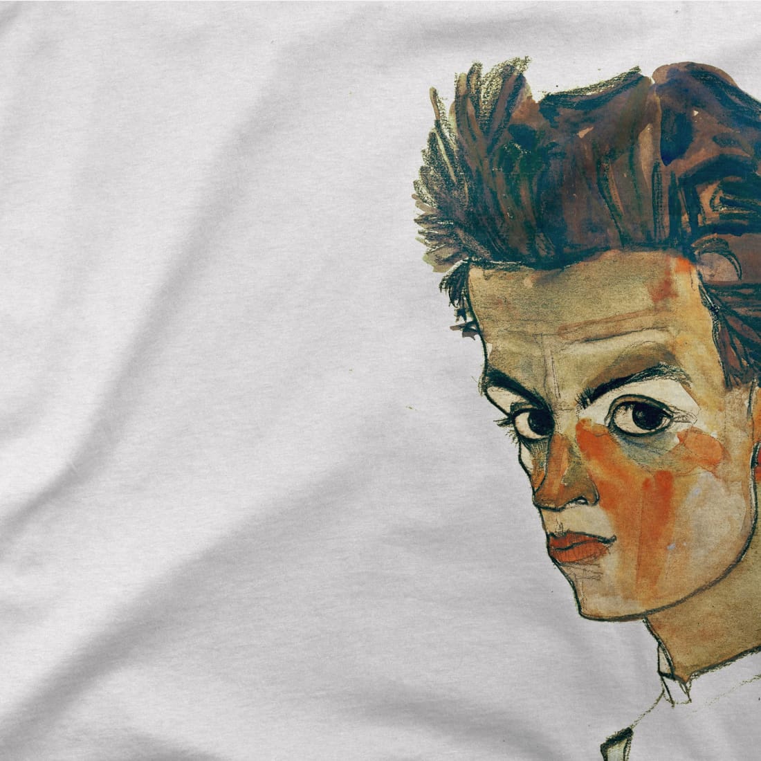 Egon Schiele Self-Portrait, Art T-Shirt-Art-O-Rama Shop-Men (Unisex)-White-S-Urbanheer