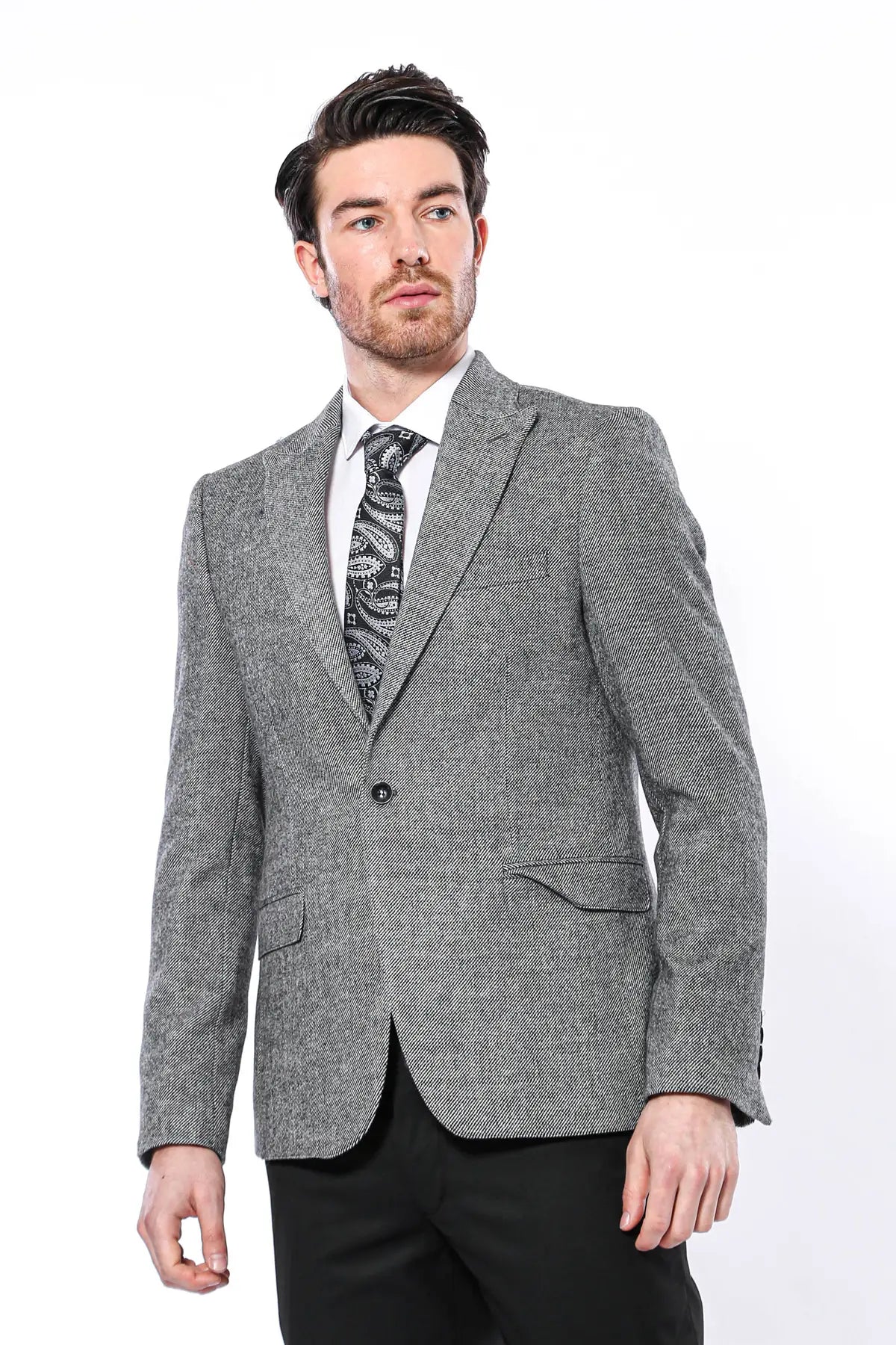 Peak Lapel Grey Blazer-Clothing-Wessi-36-Grey-Urbanheer