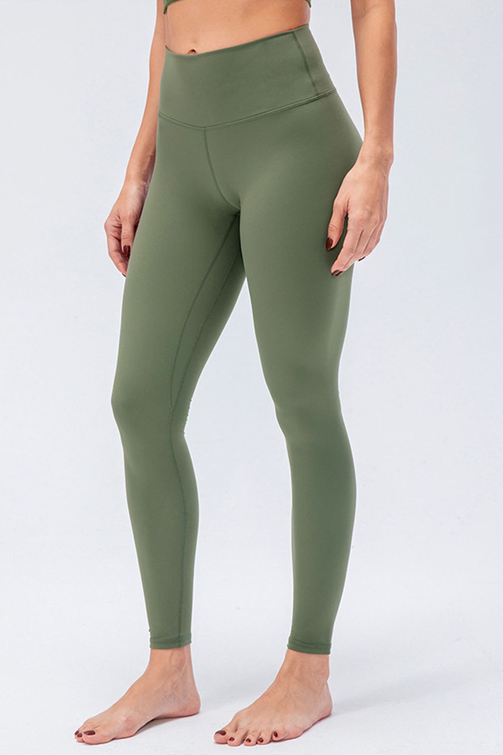 Wide Waistband Slim Fit Active Leggings-Street 360-Moss-S-Urbanheer