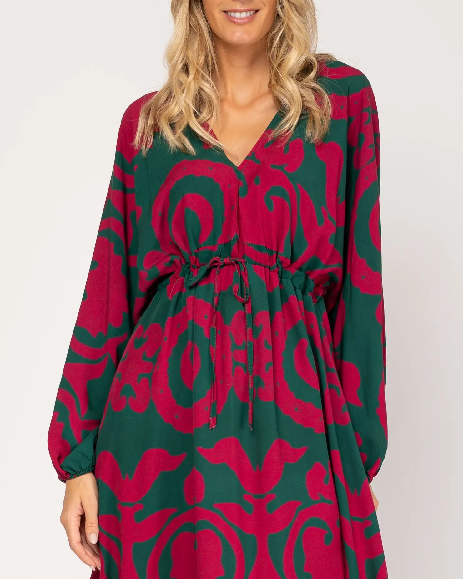 Printed Maxi Dress With V-Neck.-Tantra-S-Urbanheer