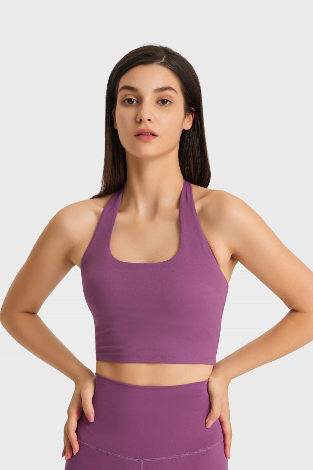 Breathable Halter Neck Sports Bra-Street 360-Purple-4-Urbanheer