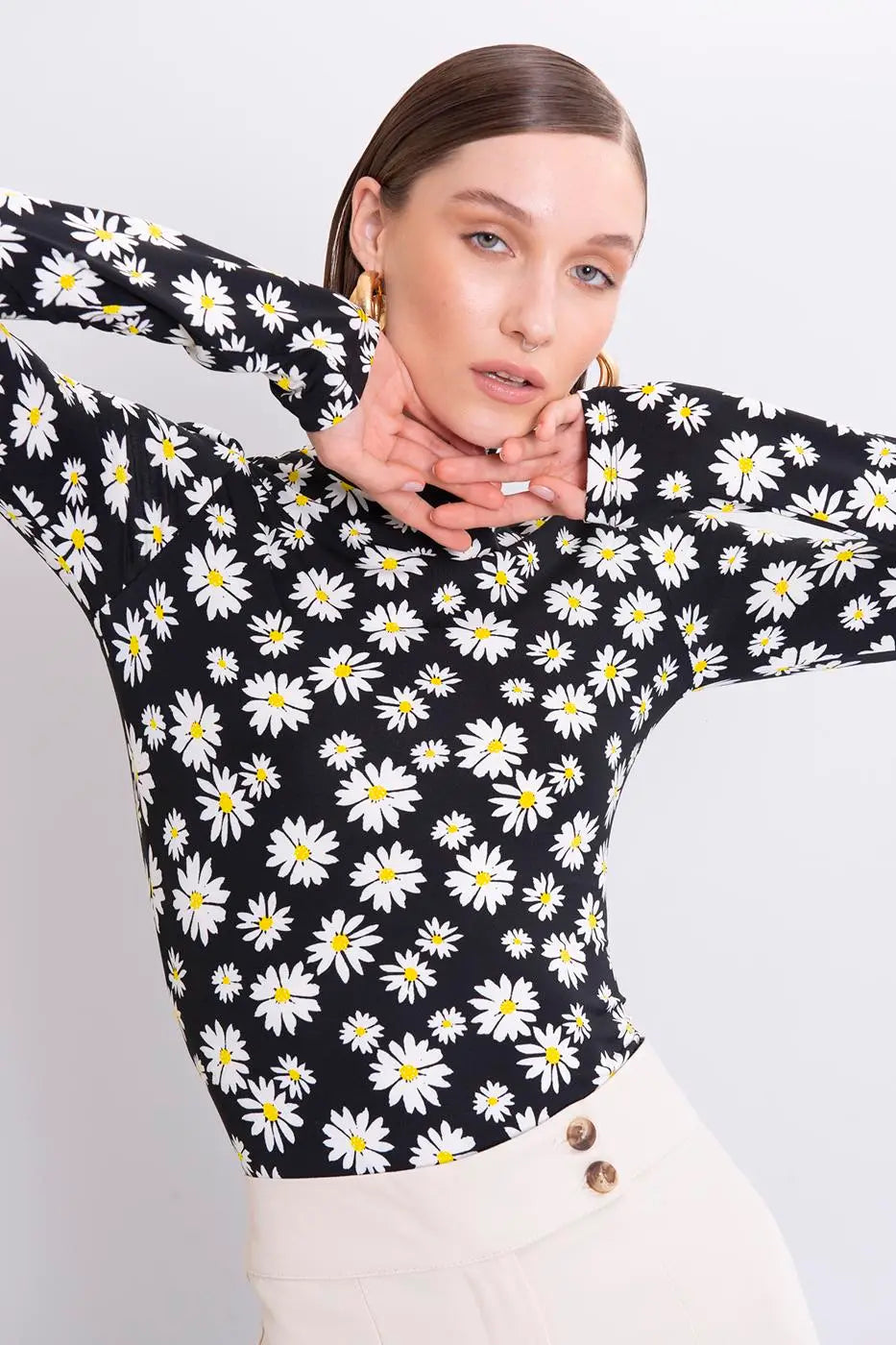 Black High Neck Bodysuit-BSL-S-Urbanheer