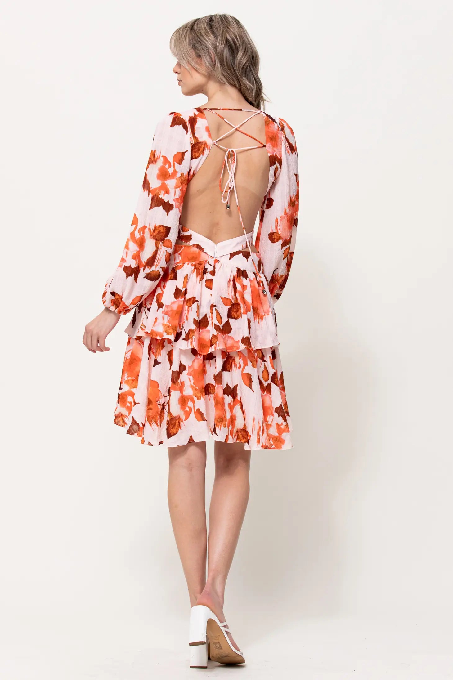 Front Buckle Detail Cut Out Mini Dress-Neon Blush-S-Orange-Urbanheer