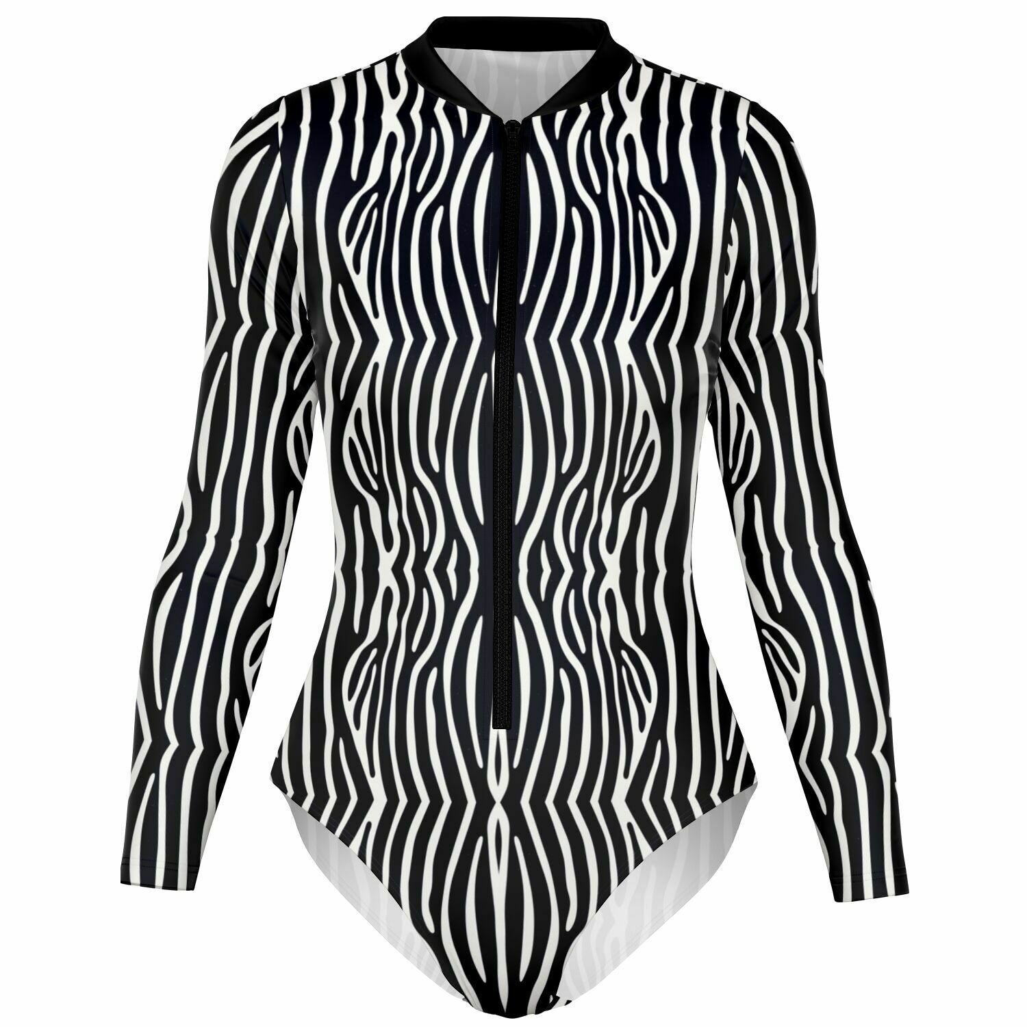 Graphic Zebra Long Sleeve Bodysuit-Subliminator-XS-Urbanheer