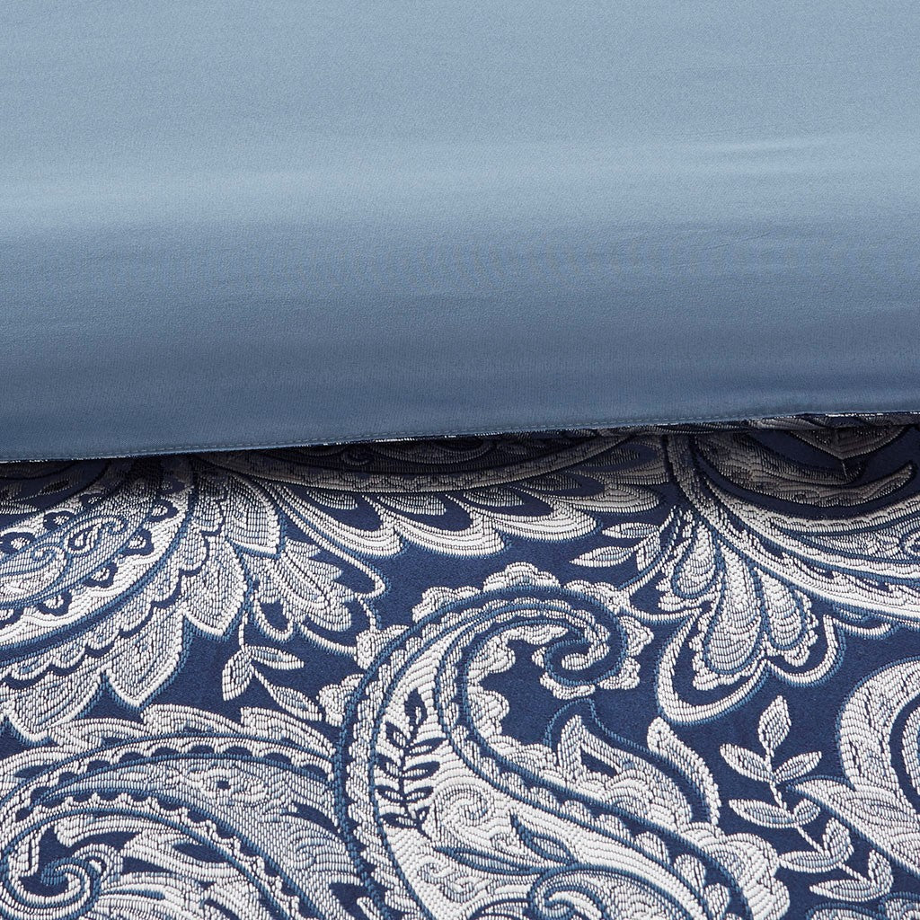 Paisley 12-Piece Complete Comforter Set And Sheet Set, Blue.-Olliix-Cal King-Urbanheer