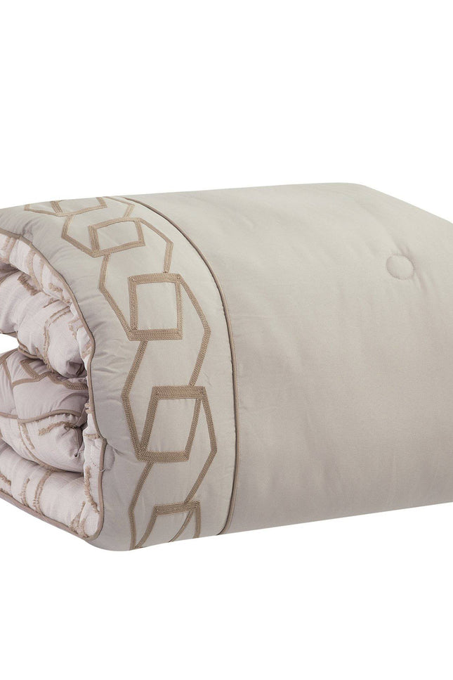 Libra Contemporary Jacquard Taupe Comforter Set - 7 Piece Set.-linen mart-Urbanheer