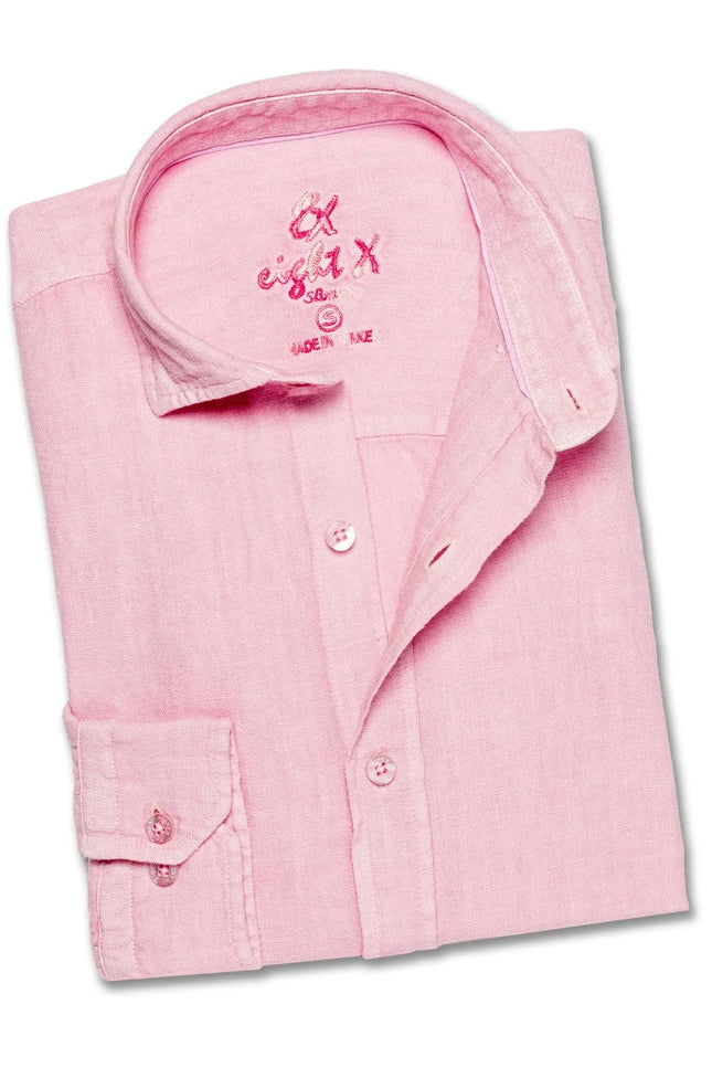 Linen Button Down Shirt - Light Pink-Clothing - Men-Eight X-Urbanheer