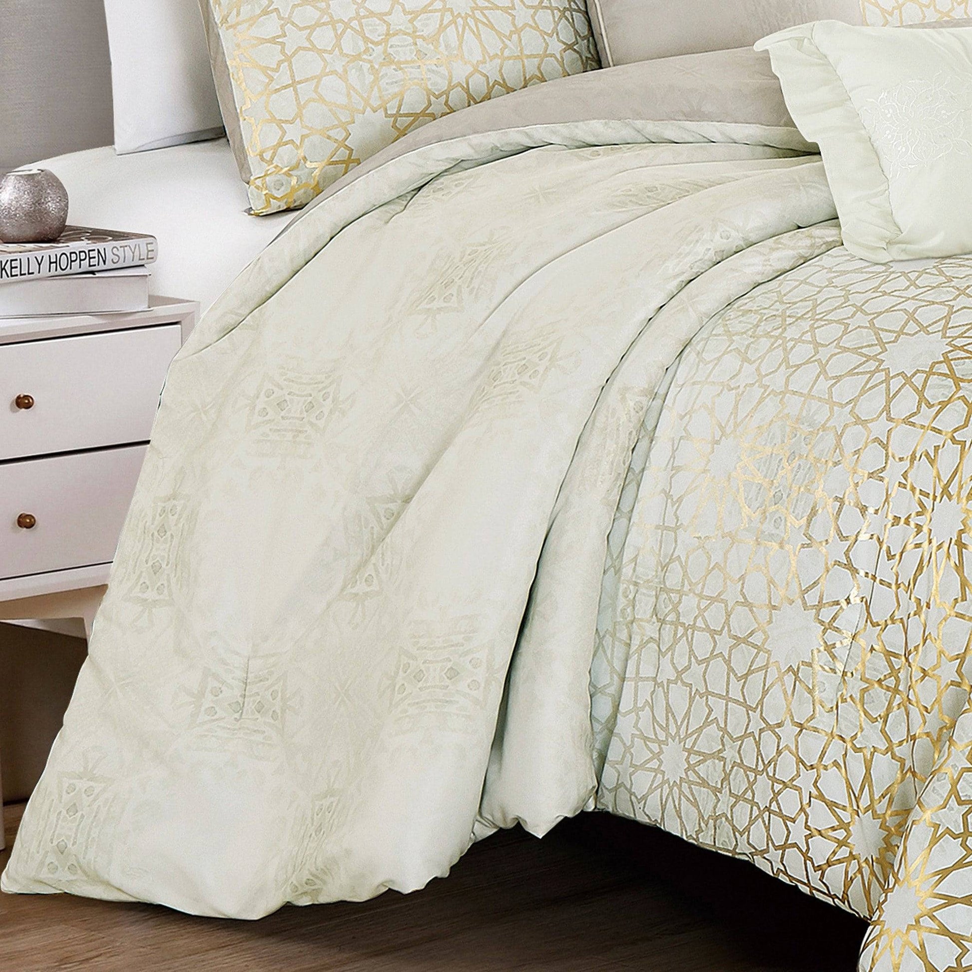 Royal Gold Jacquard Comforter - 6 Piece Set-Bedding-linen mart-King-Urbanheer