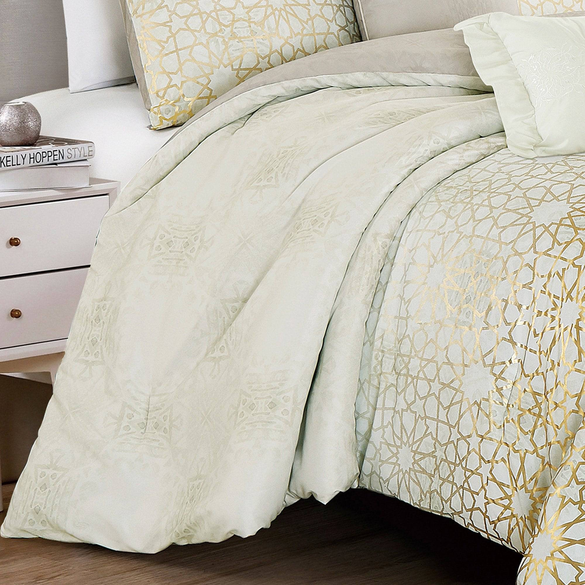 Royal Gold Jacquard Comforter - 6 Piece Set-Bedding-linen mart-King-Urbanheer