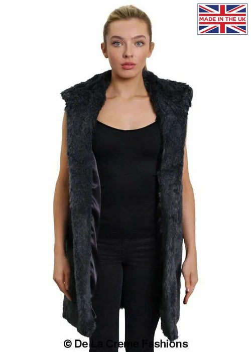 Faux Fur Hooded Gilet-Rose Eleusis-UK 10/EU 38/US 6-Grey-Urbanheer