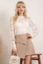 Pearl Button Lace Top-Blu Pepper-S-Urbanheer