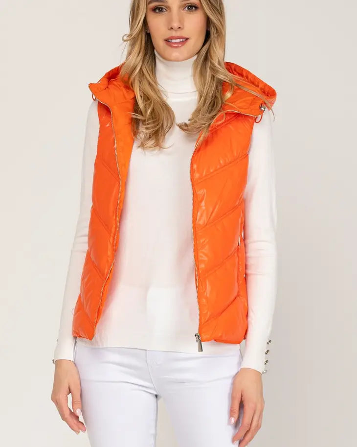 Metallic Orange Padded Vest-Tantra-S-Orange-Urbanheer