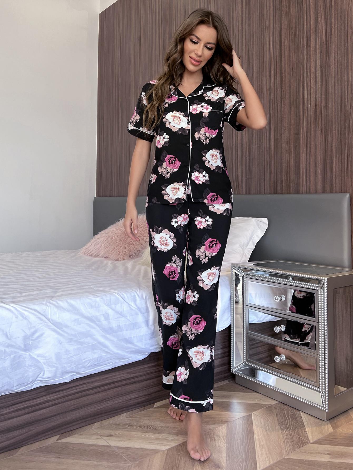 Floral Short Sleeve Shirt And Pants Lounge Set-Street 360-Floral-S-Urbanheer