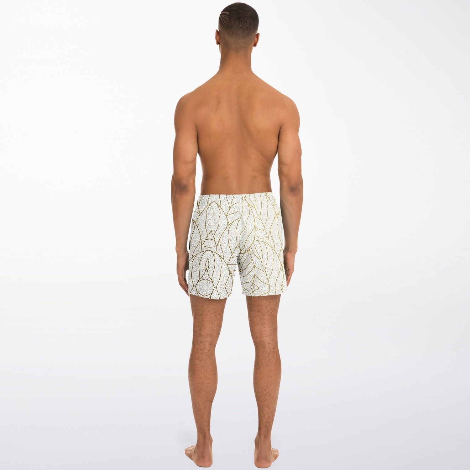 Abstract Gold Leaf 5.5" Men Swim Shorts-Subliminator-XS-Urbanheer