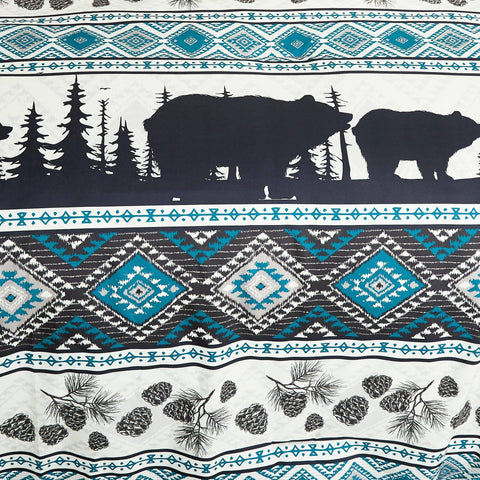 Big Bear Southwest Turquoise Aztec Comforter - 6 Piece Set.-Linen Mart-Twin-Urbanheer