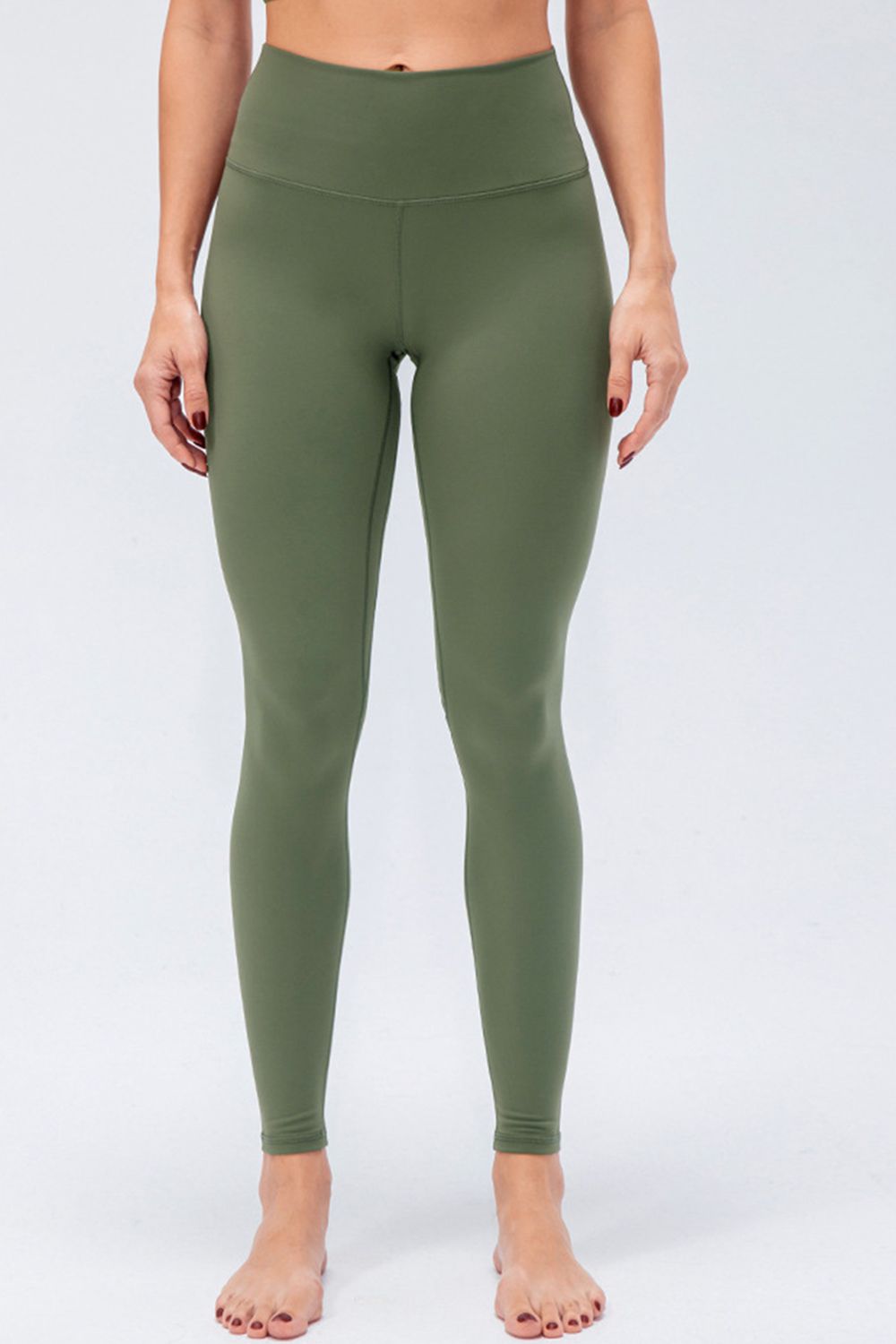 Wide Waistband Slim Fit Active Leggings-Street 360-Moss-S-Urbanheer