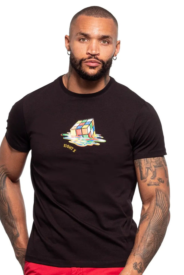 Cubed Graphic T-Shirt - Black-Clothing - Men-Eight X-Urbanheer