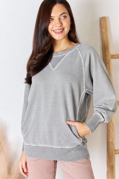 Zenana French Terry Long Sleeve Sweatshirt-UHX-Urbanheer
