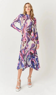 Luna High Neck Semi Sheer Maxi Dress-Amy Lynn-S-Multi-Urbanheer