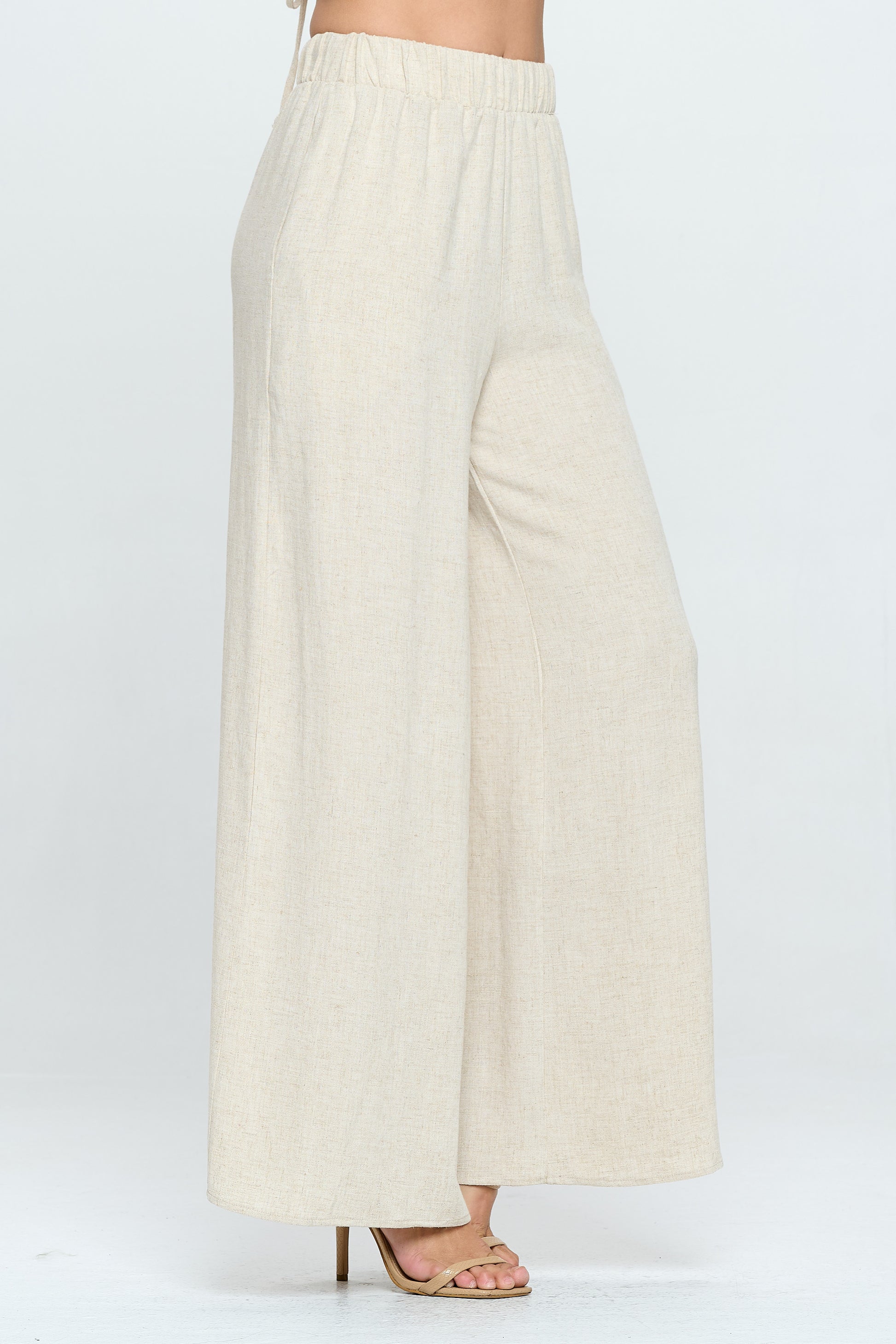 Solid Linen Wide Leg Pants with Pockets-Pants-RENEE C.-Urbanheer