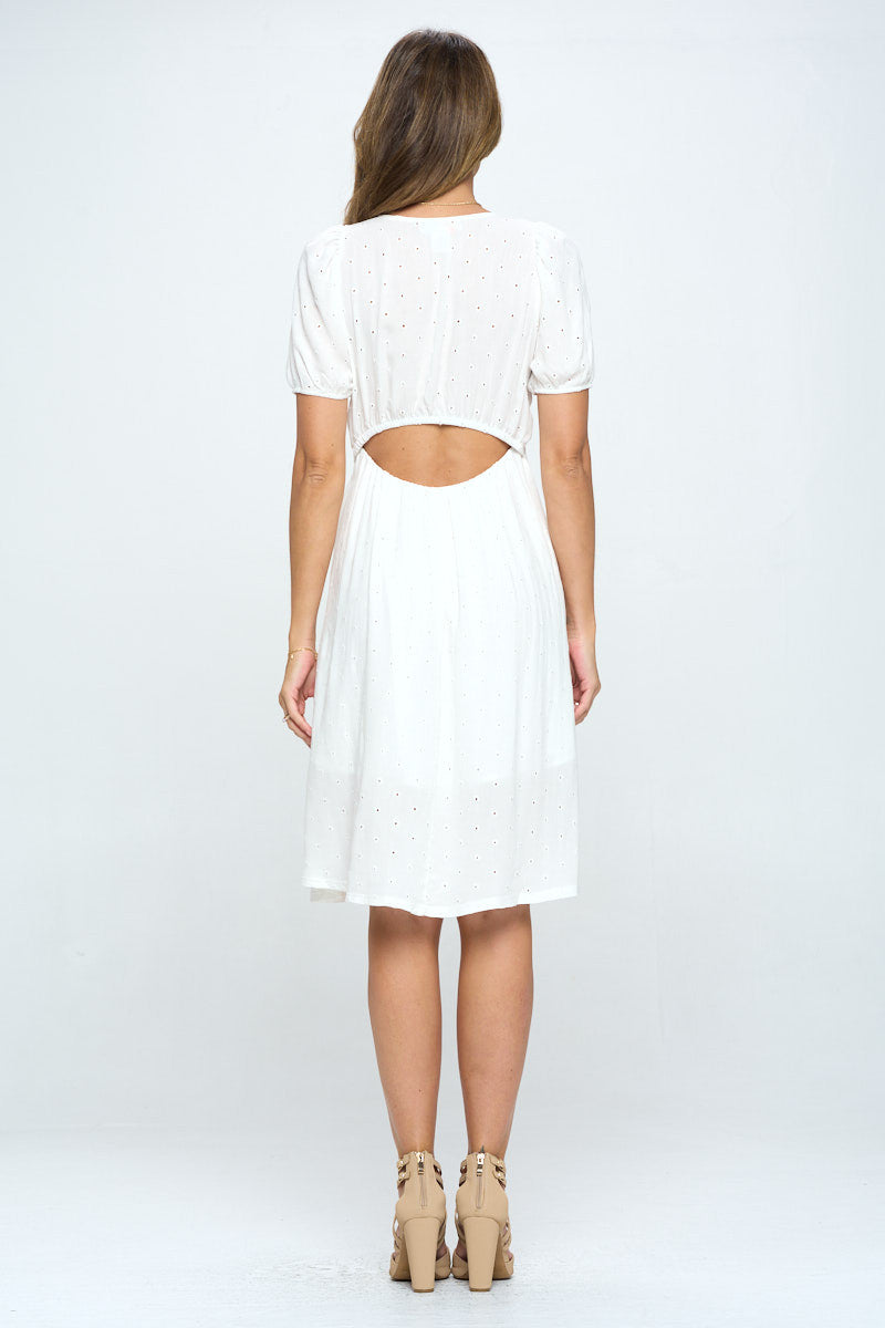 Cotton Embroidered Dress with Open Back-Dresses-RENEE C.-Urbanheer