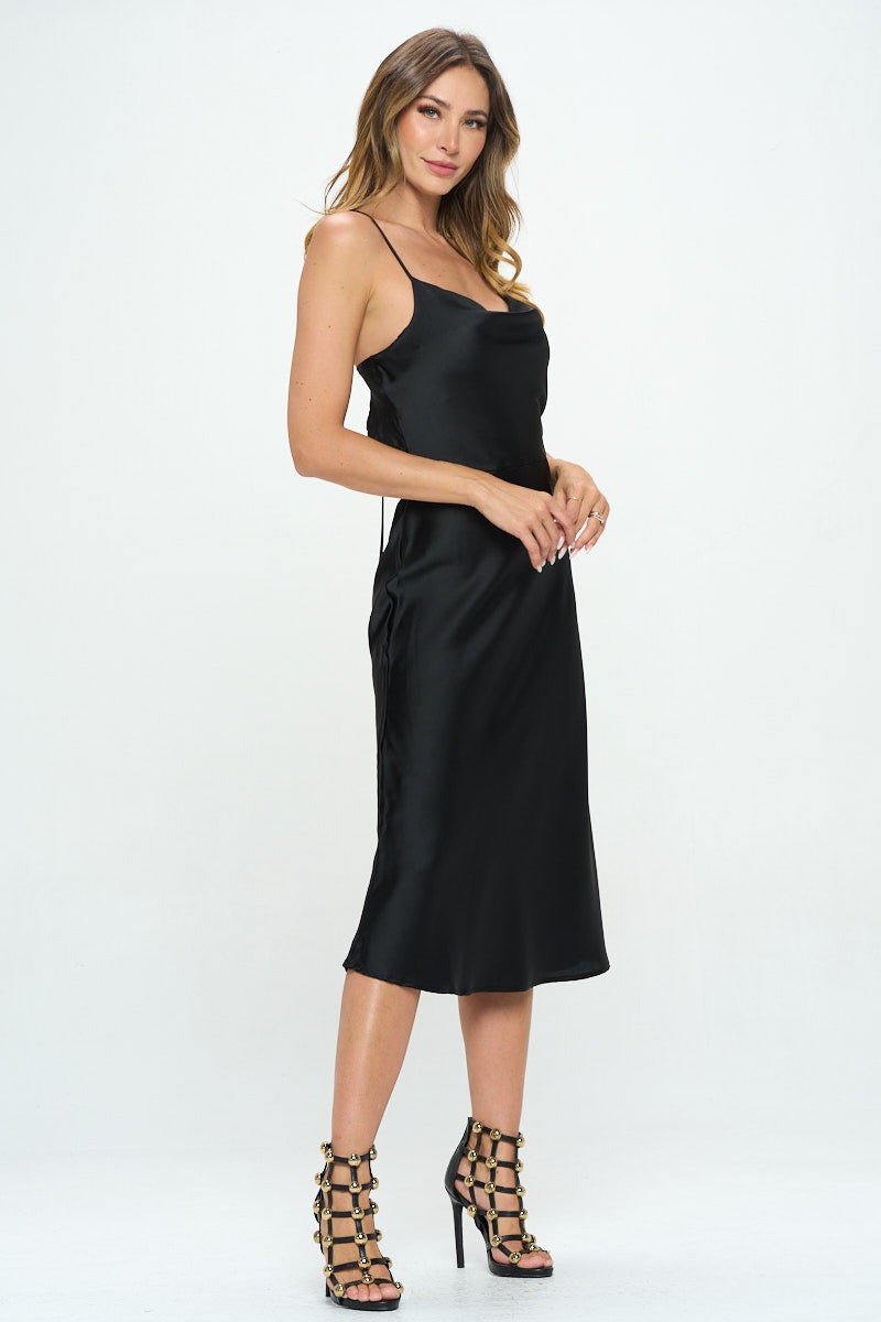 Satin Bias Midi Dress with Criss Cross Back-Dresses-RENEE C.-Urbanheer