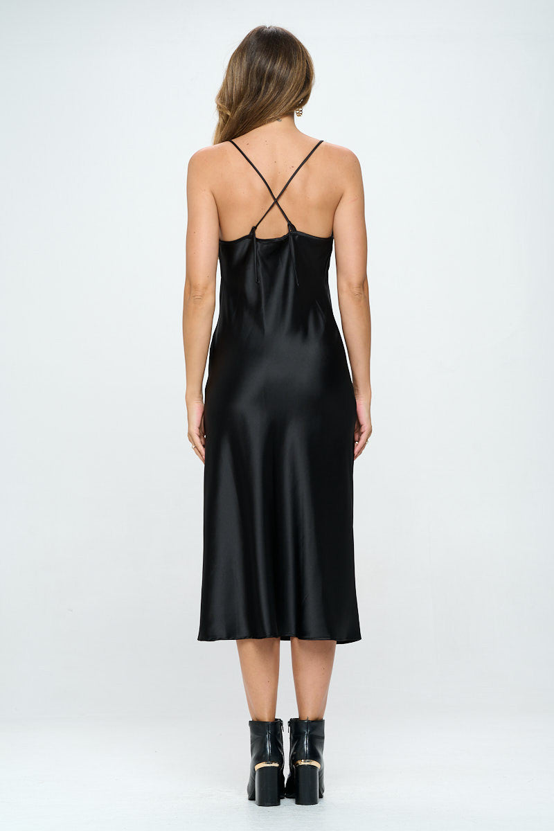 Satin Bias Slip Dress with Slit-Dresses-RENEE C.-Small-BLACK-Urbanheer