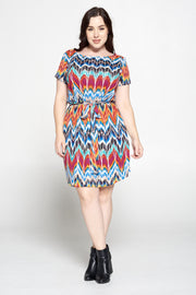 Abstract Tie Dye Dress With Waist Tie-Dresses-Renee C.-Urbanheer