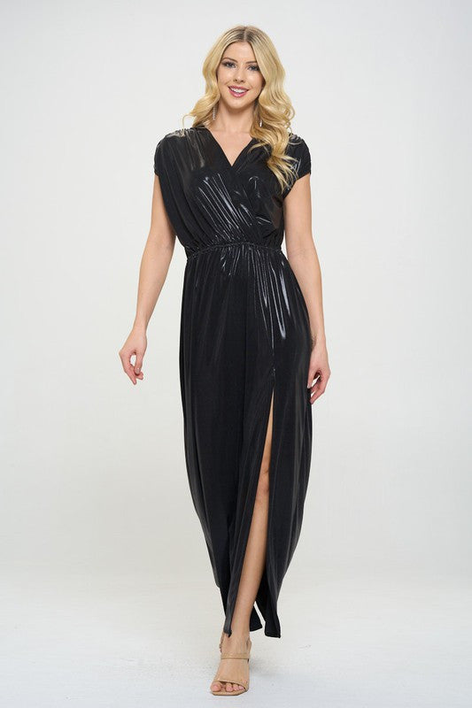 Sleeveless Metallic Maxi Dress-Dresses-Renee C.-Small-BLACK-Urbanheer