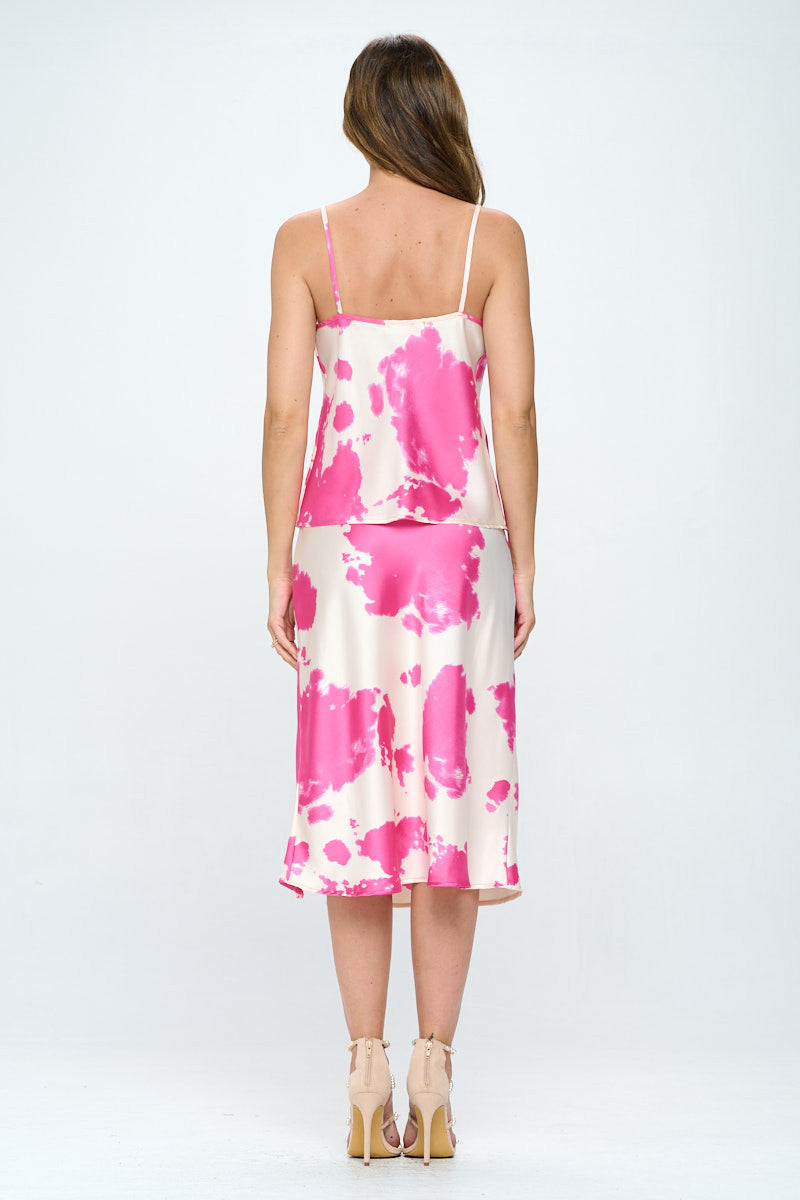 Cow Print Silky Satin Tank Top-Tops-RENEE C.-Urbanheer