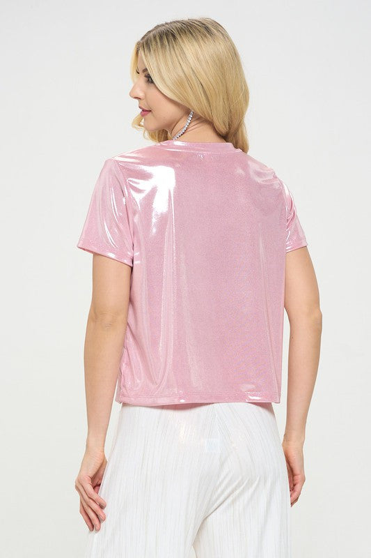 Metallic Short Sleeve Top-Dresses-Renee C.-Urbanheer