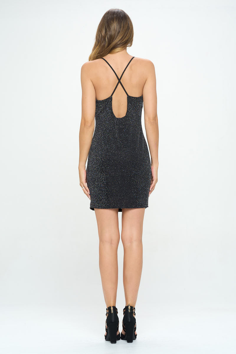 Lurex Spandex Knit Bodycon Dress with Open Back-Dresses-RENEE C.-Urbanheer