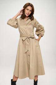 Maxi Shirt Dress-Dresses-Renee C.-Small-KHAKI-Urbanheer