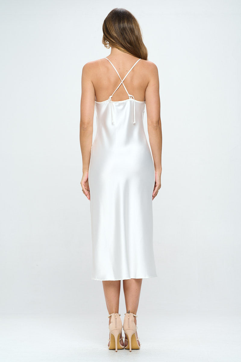 Satin Bias Slip Dress with Slit-Dresses-RENEE C.-Small-IVORY-Urbanheer