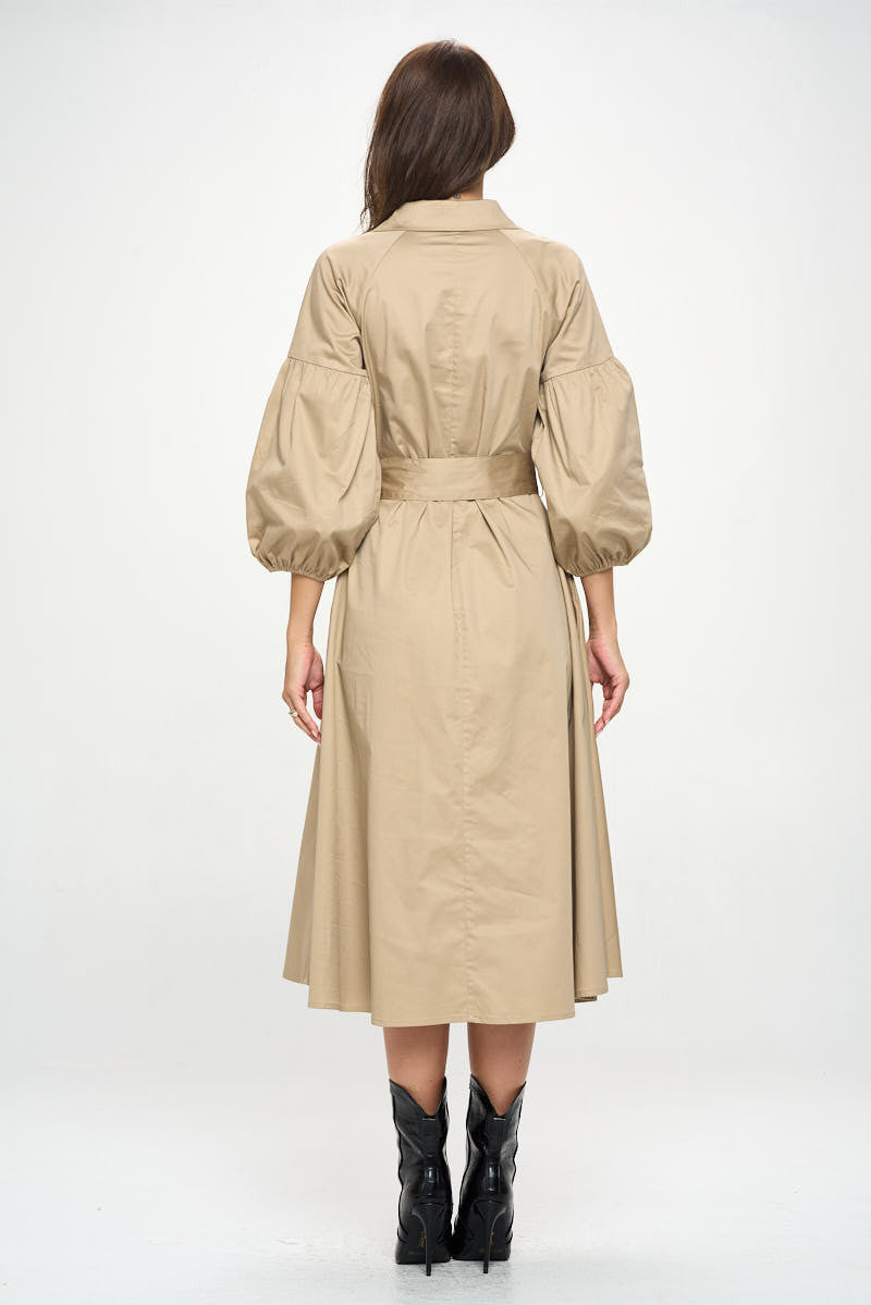 Maxi Shirt Dress-Dresses-Renee C.-Small-KHAKI-Urbanheer