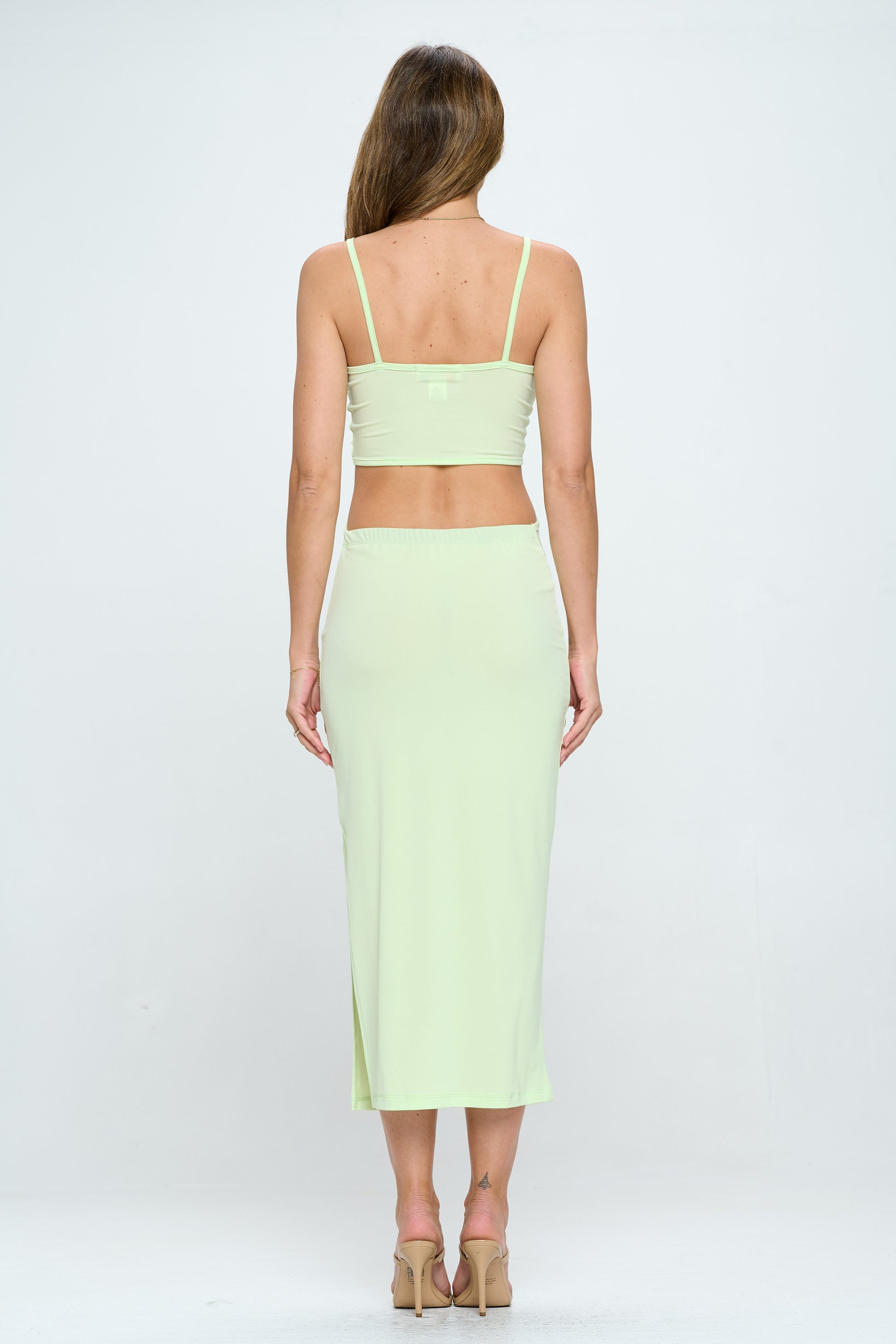 Solid V neck Cutout Dress with Slit-Dresses-RENEE C.-Urbanheer