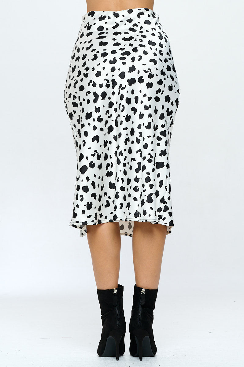 Satin Leopard Print Midi Skirt with Slit-Skirts-RENEE C.-Small-WHITE/BLACK-Urbanheer