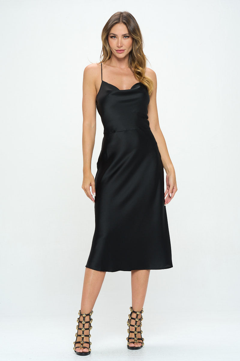 Satin Bias Midi Dress with Criss Cross Back-Dresses-RENEE C.-Urbanheer
