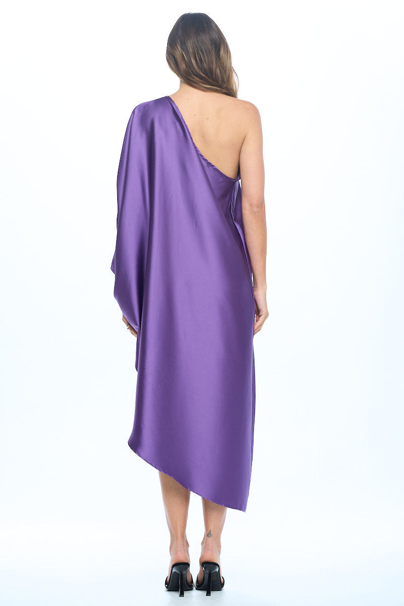 Satin Oversize One Shoulder Asymmetrical Dress-Dresses-RENEE C.-Urbanheer