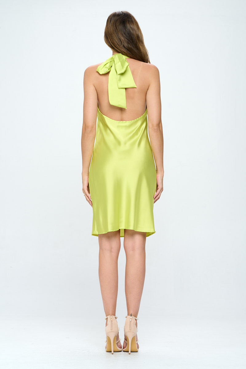 Satin Criss Cross Neck Dress with Open Back-Dresses-RENEE C.-Urbanheer