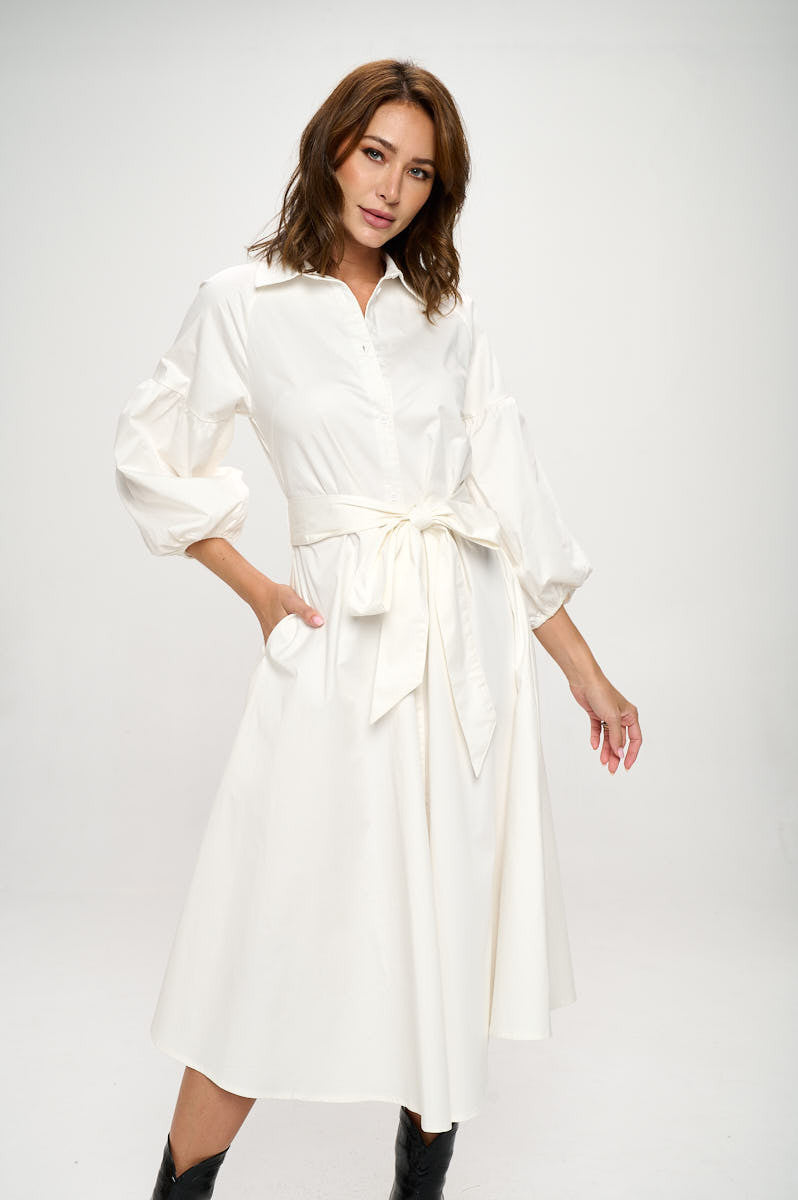Maxi Shirt Dress-Dresses-Renee C.-Small-IVORY-Urbanheer